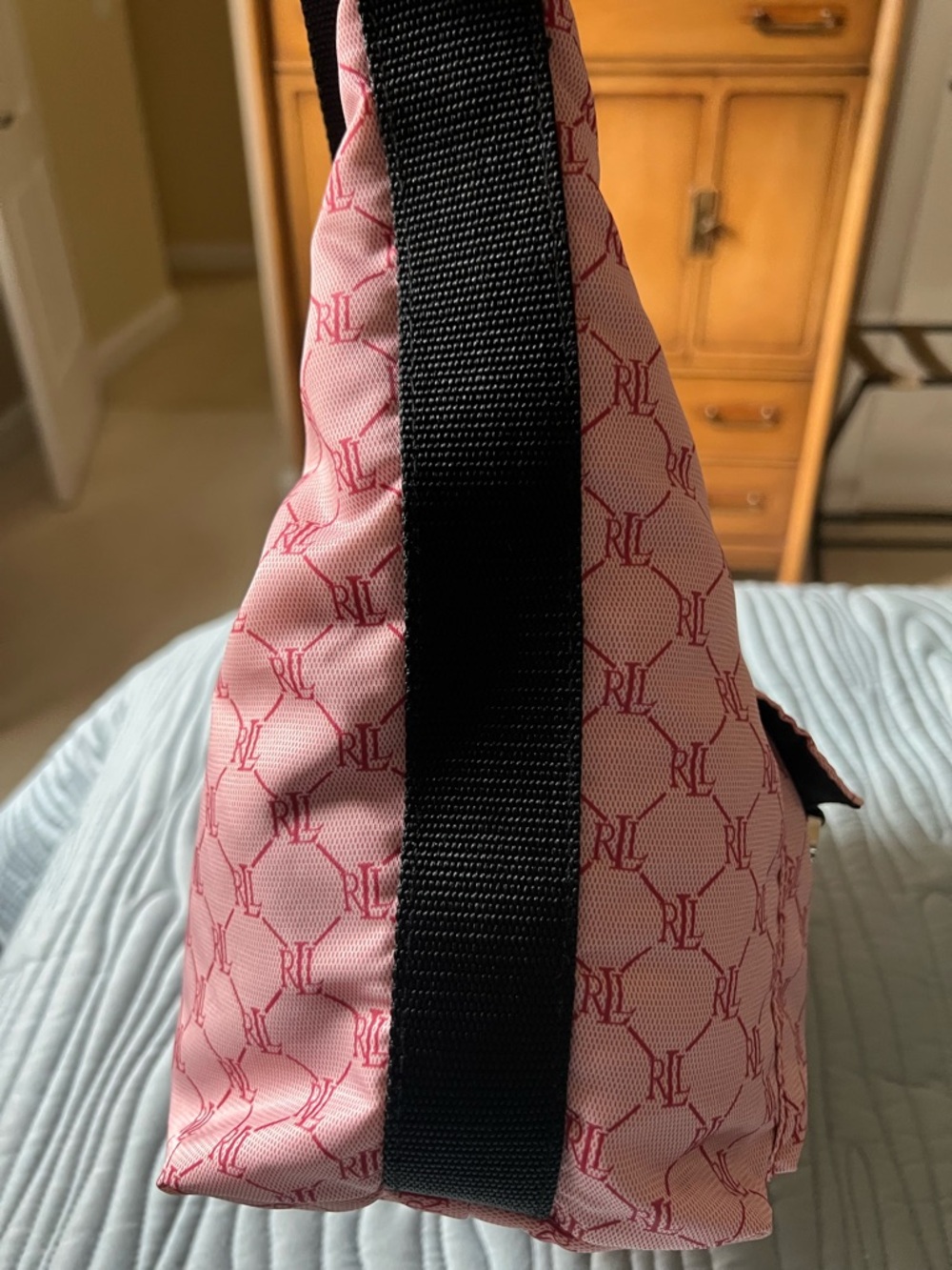 Ralph Lauren Vintage Pink Monogram Nylon Hobo Bag - Picture 5 of 10